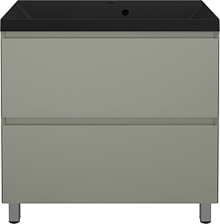 Style Line Тумба с кварцевой раковиной антрацит Манхэттен 80 Plus эмаль олива матовая – фотография-1